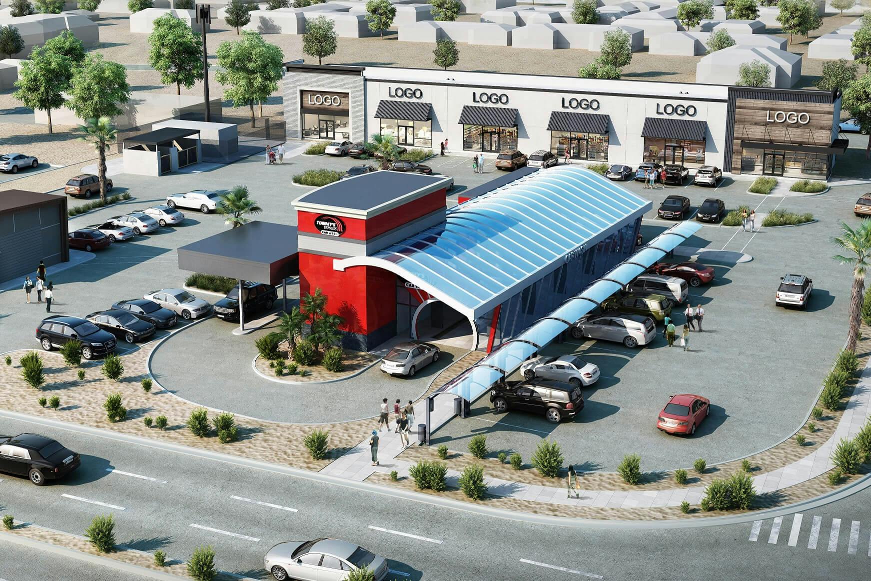 Rendering of Blue Diamond building and surrounding parking lot